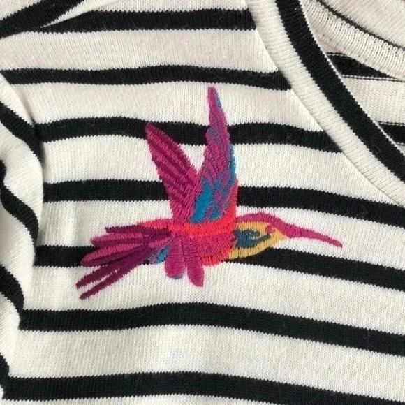 LOFT Hummingbird Bell Sleeve Black & White Striped Top NWOT - Picture 4 of 7